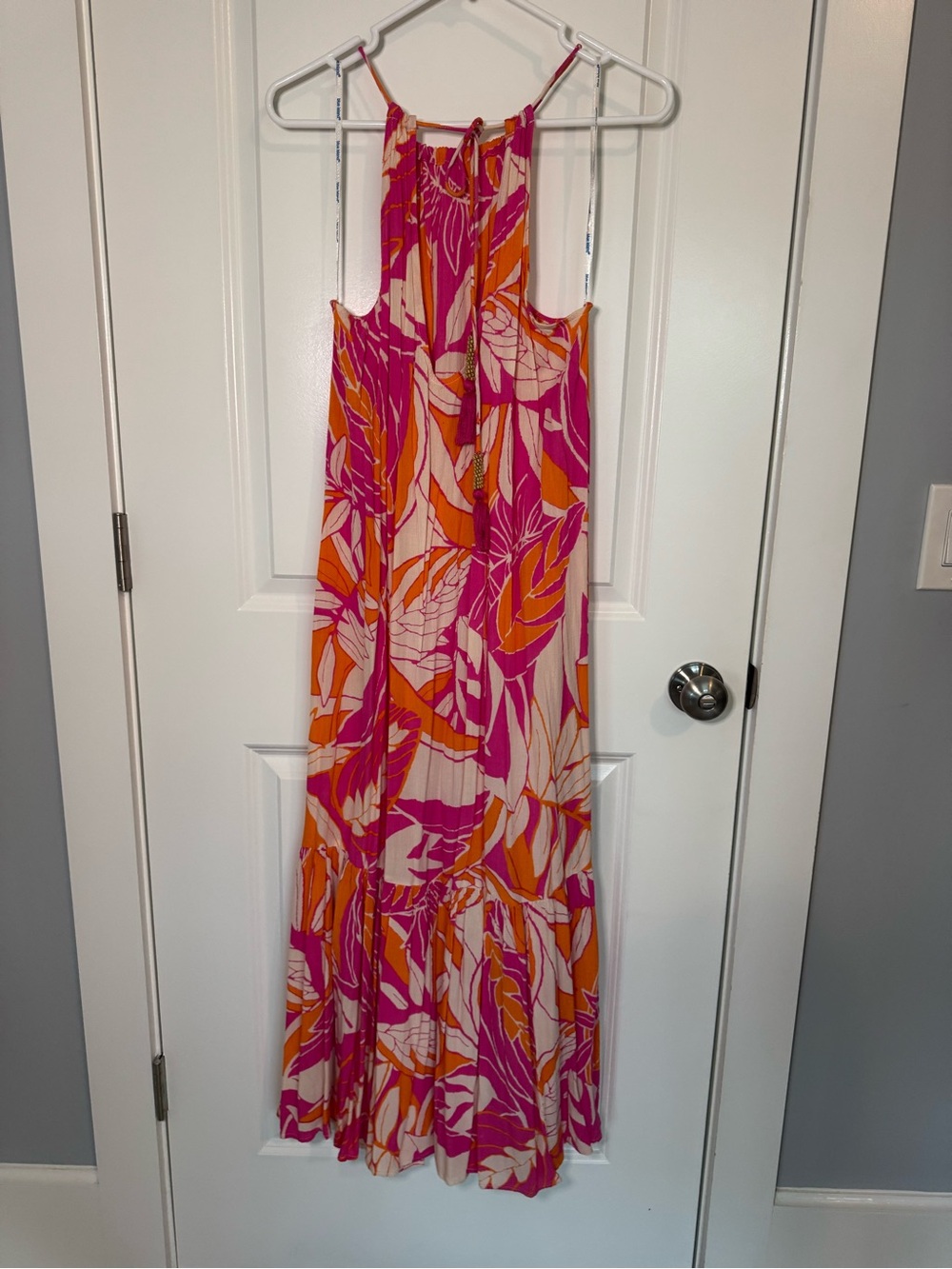 blue island Pink Orange Tropical Print Maxi - Picture 2 of 3